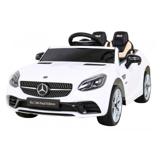 Mercedes Benz SLC300 Auto na batériu pre deti Biely + Zvuky MP3 Svetlá + Diaľkové ovládanie + Pomalý štart