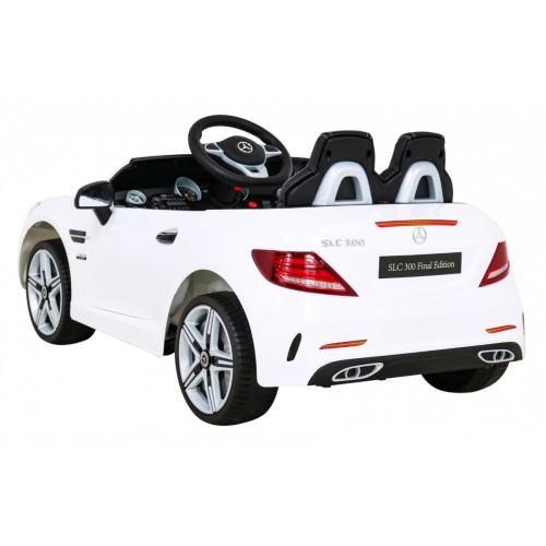 Mercedes Benz SLC300 Auto na batériu pre deti Biely + Zvuky MP3 Svetlá + Diaľkové ovládanie + Pomalý štart