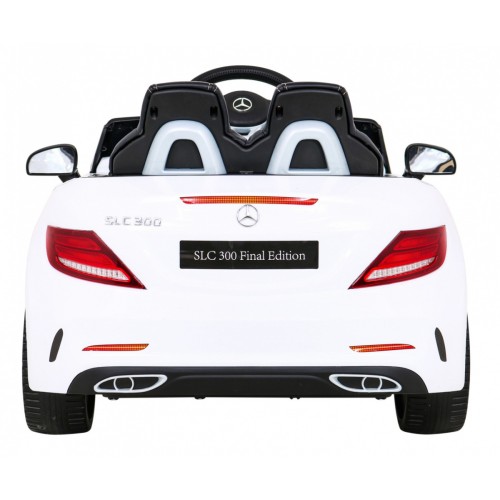 Mercedes Benz SLC300 Auto na batériu pre deti Biely + Zvuky MP3 Svetlá + Diaľkové ovládanie + Pomalý štart