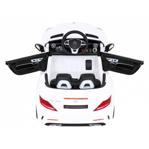 Mercedes Benz SLC300 Auto na batériu pre deti Biely + Zvuky MP3 Svetlá + Diaľkové ovládanie + Pomalý štart