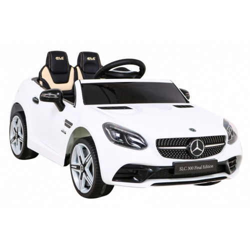 Mercedes Benz SLC300 Auto na batériu pre deti Biely + Zvuky MP3 Svetlá + Diaľkové ovládanie + Pomalý štart