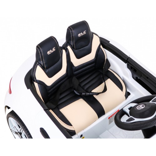 Mercedes Benz SLC300 Auto na batériu pre deti Biely + Zvuky MP3 Svetlá + Diaľkové ovládanie + Pomalý štart