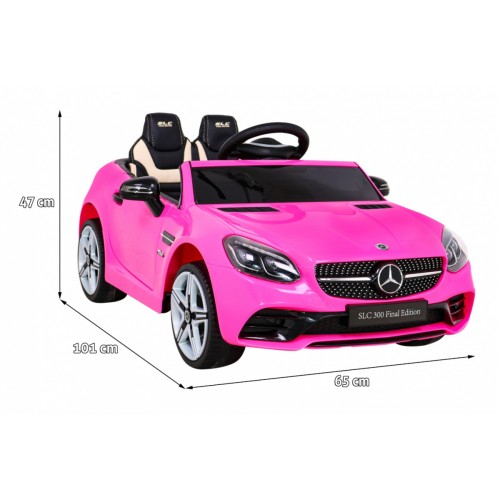 Mercedes Benz SLC300 Auto na batériu pre deti Ružový + Zvuky MP3 Svetlá + Diaľkové ovládanie + Pomalý štart