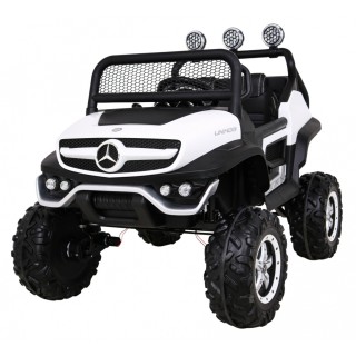 Mercedes Benz Unimog pre deti Biely + Pohon 4x4 + Diaľkové ovládanie + Batožinový priestor + Pomalý štart + MP3 LED