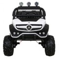 Mercedes Benz Unimog pre deti Biely + Pohon 4x4 + Diaľkové ovládanie + Batožinový priestor + Pomalý štart + MP3 LED