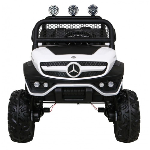 Mercedes Benz Unimog pre deti Biely + Pohon 4x4 + Diaľkové ovládanie + Batožinový priestor + Pomalý štart + MP3 LED