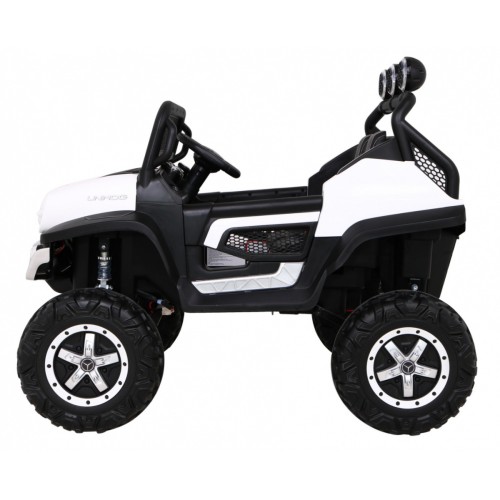 Mercedes Benz Unimog pre deti Biely + Pohon 4x4 + Diaľkové ovládanie + Batožinový priestor + Pomalý štart + MP3 LED