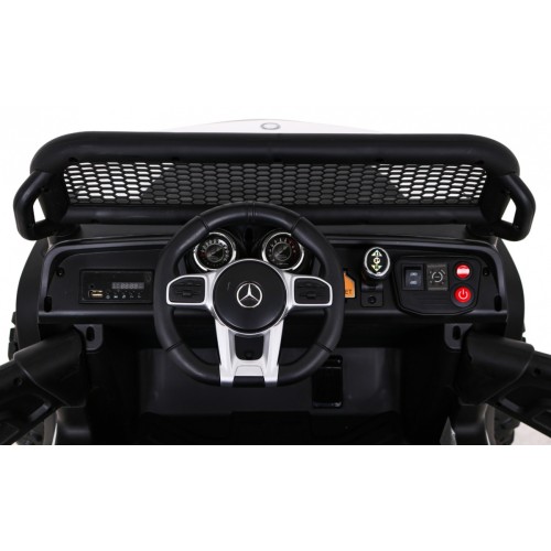 Mercedes Benz Unimog pre deti Biely + Pohon 4x4 + Diaľkové ovládanie + Batožinový priestor + Pomalý štart + MP3 LED
