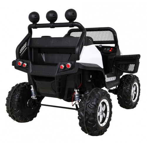 Mercedes Benz Unimog pre deti Biely + Pohon 4x4 + Diaľkové ovládanie + Batožinový priestor + Pomalý štart + MP3 LED