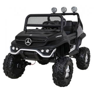 Mercedes Benz Unimog pre deti Čierny + Pohon 4x4 + Diaľkové ovládanie + Batožinový priestor + Pomalý štart + MP3 LED