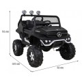 Mercedes Benz Unimog pre deti Čierny + Pohon 4x4 + Diaľkové ovládanie + Batožinový priestor + Pomalý štart + MP3 LED