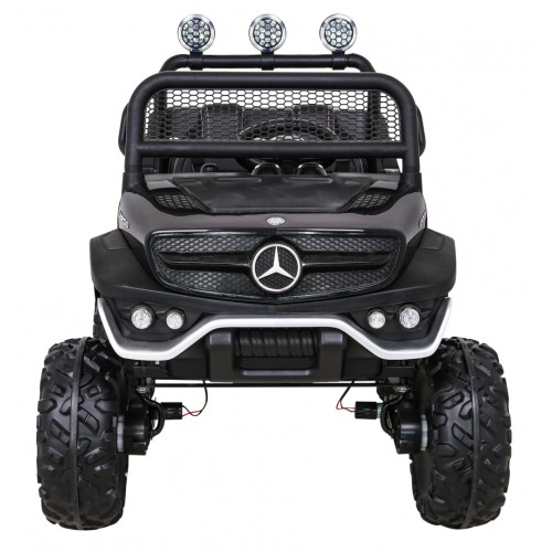 Mercedes Benz Unimog pre deti Čierny + Pohon 4x4 + Diaľkové ovládanie + Batožinový priestor + Pomalý štart + MP3 LED