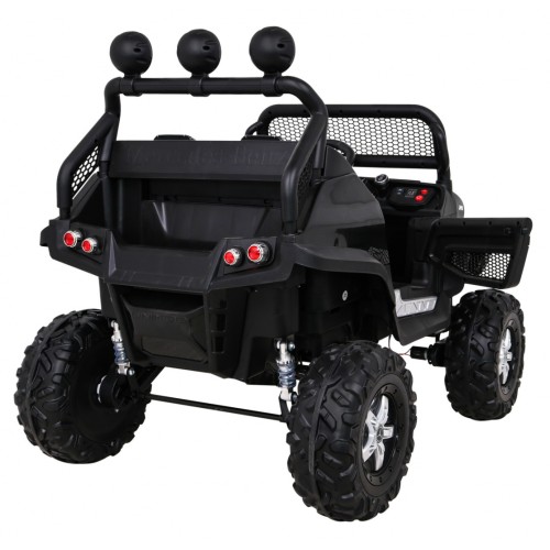 Mercedes Benz Unimog pre deti Čierny + Pohon 4x4 + Diaľkové ovládanie + Batožinový priestor + Pomalý štart + MP3 LED