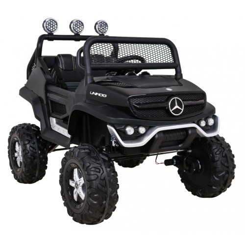 Mercedes Benz Unimog pre deti Čierny + Pohon 4x4 + Diaľkové ovládanie + Batožinový priestor + Pomalý štart + MP3 LED