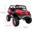 Mercedes Benz Unimog pre deti Červený + Pohon 4x4 + Diaľkové ovládanie + Batožinový priestor + Pomalý štart + MP3 LED
