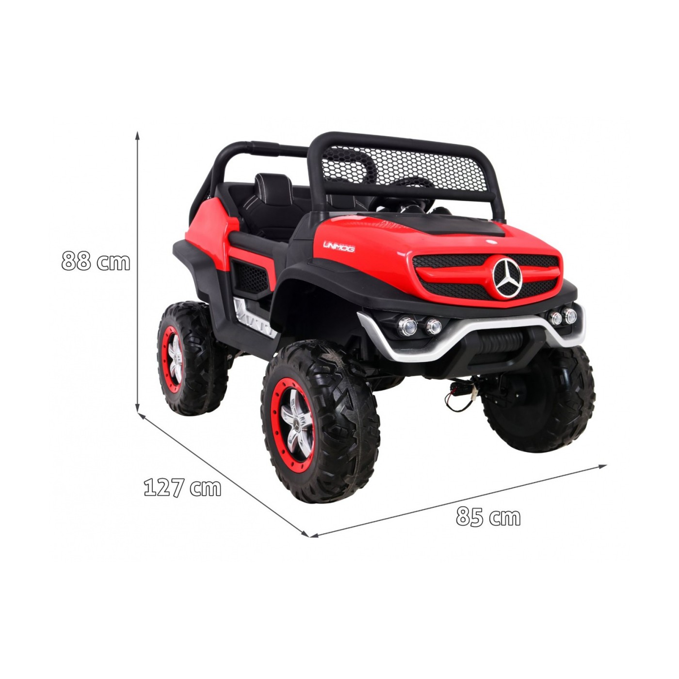 Mercedes Benz Unimog pre deti Červený + Pohon 4x4 + Diaľkové ovládanie + Batožinový priestor + Pomalý štart + MP3 LED