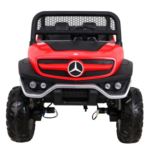 Mercedes Benz Unimog pre deti Červený + Pohon 4x4 + Diaľkové ovládanie + Batožinový priestor + Pomalý štart + MP3 LED
