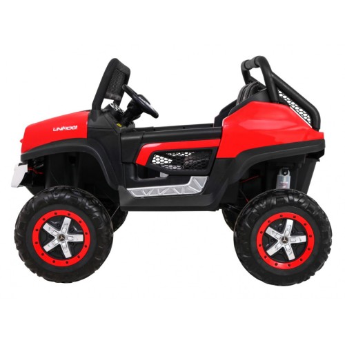 Mercedes Benz Unimog pre deti Červený + Pohon 4x4 + Diaľkové ovládanie + Batožinový priestor + Pomalý štart + MP3 LED
