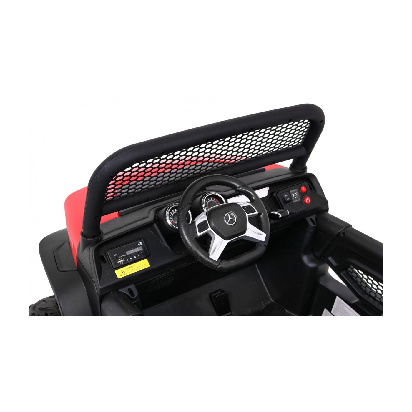 Mercedes Benz Unimog pre deti Červený + Pohon 4x4 + Diaľkové ovládanie + Batožinový priestor + Pomalý štart + MP3 LED