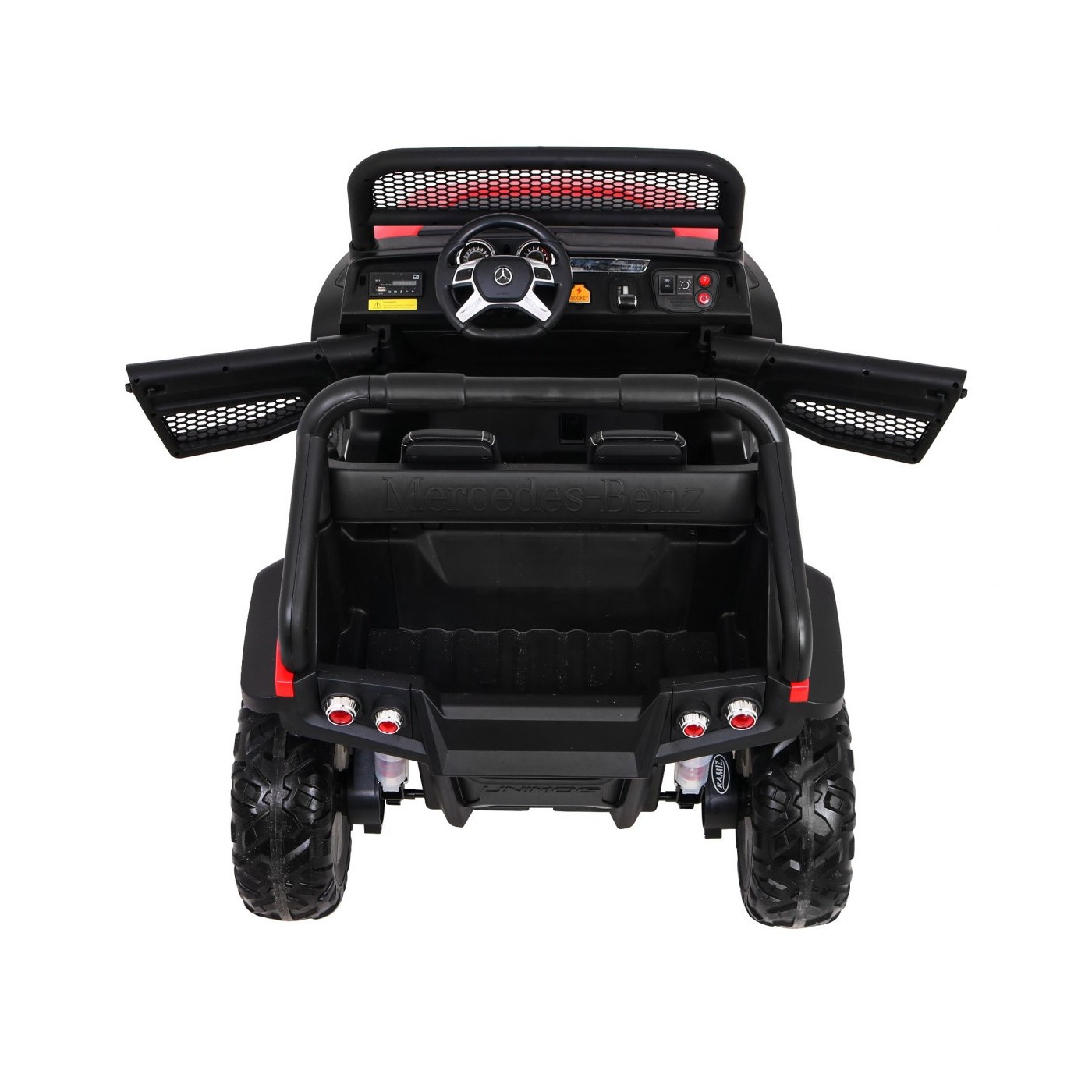 Mercedes Benz Unimog pre deti Červený + Pohon 4x4 + Diaľkové ovládanie + Batožinový priestor + Pomalý štart + MP3 LED