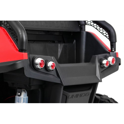 Mercedes Benz Unimog pre deti Červený + Pohon 4x4 + Diaľkové ovládanie + Batožinový priestor + Pomalý štart + MP3 LED