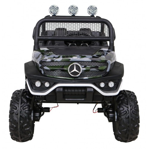 Mercedes Benz Unimog pre deti Lakovaný Moro + Pohon 4x4 + Diaľkové ovládanie + Batožinový priestor + Pomalý štart + MP3 LED