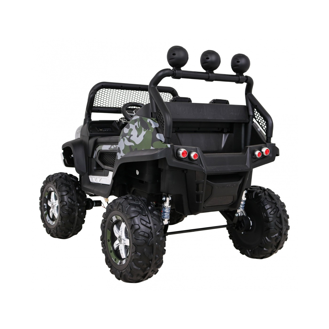 Mercedes Benz Unimog pre deti Lakovaný Moro + Pohon 4x4 + Diaľkové ovládanie + Batožinový priestor + Pomalý štart + MP3 LED