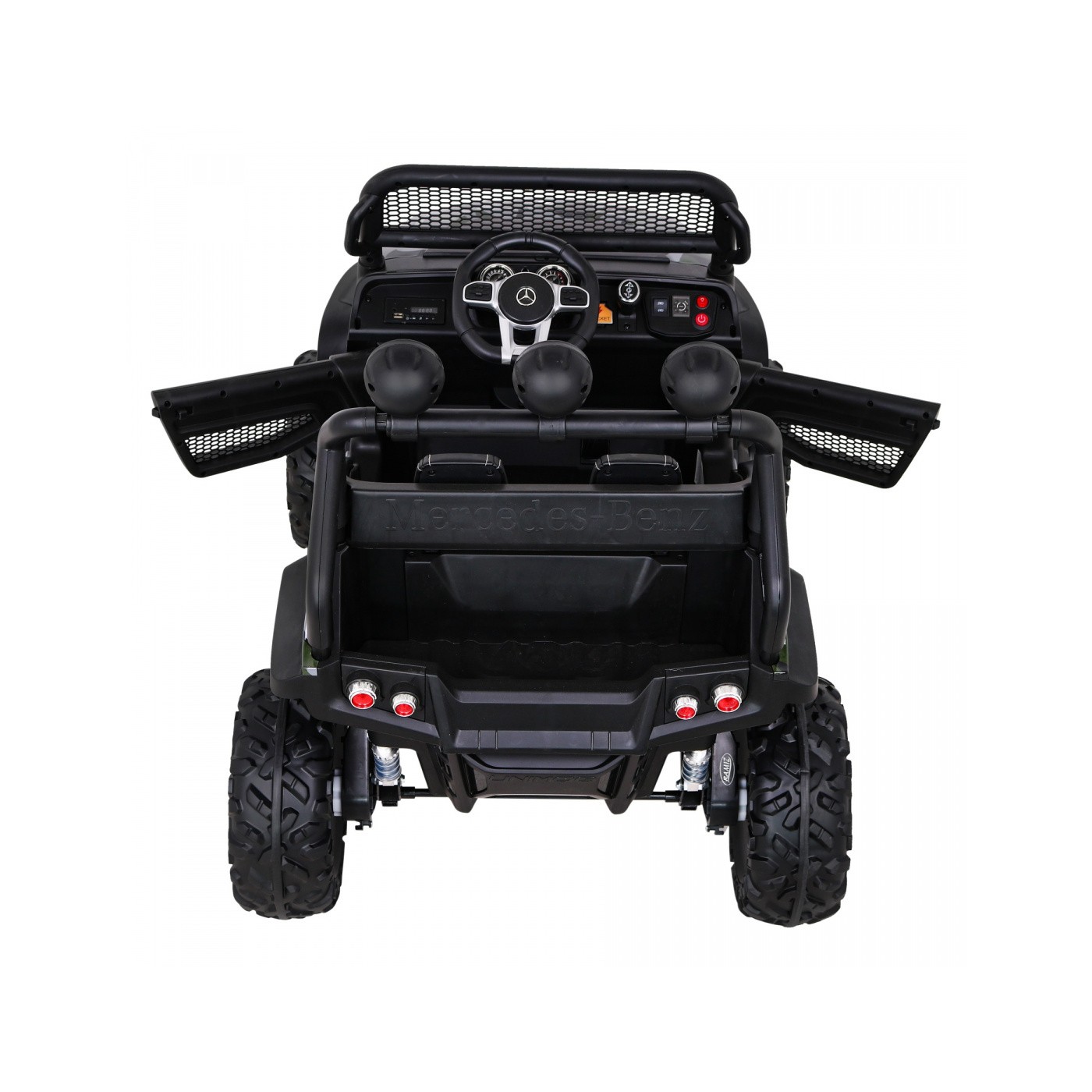 Mercedes Benz Unimog pre deti Lakovaný Moro + Pohon 4x4 + Diaľkové ovládanie + Batožinový priestor + Pomalý štart + MP3 LED