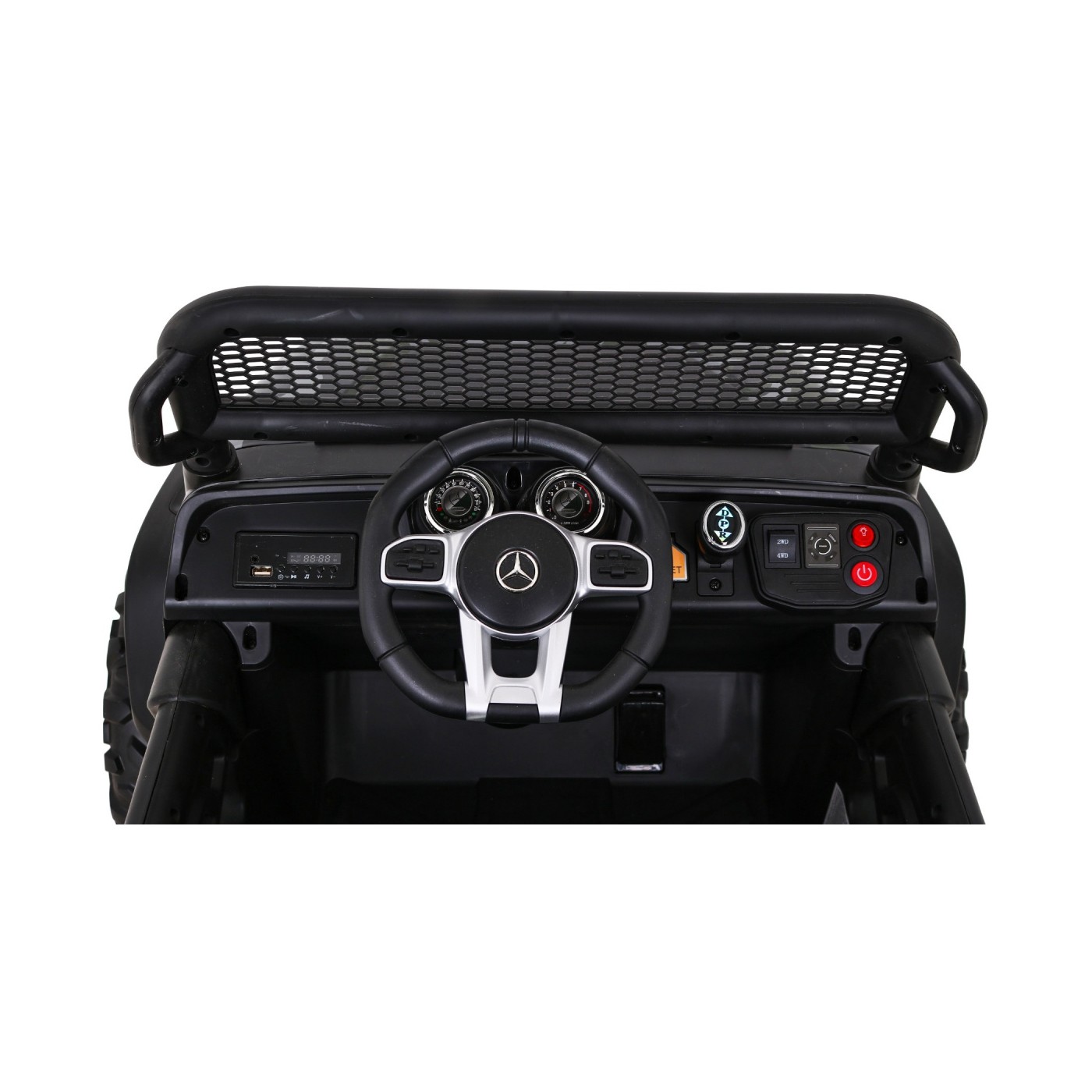 Mercedes Benz Unimog pre deti Lakovaný Moro + Pohon 4x4 + Diaľkové ovládanie + Batožinový priestor + Pomalý štart + MP3 LED