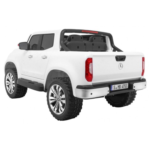 Mercedes Benz X-Class pre deti Biely + Diaľkové ovládanie + Pohon 4x4 + MP4 + Batožinový priestor + LED + EVA