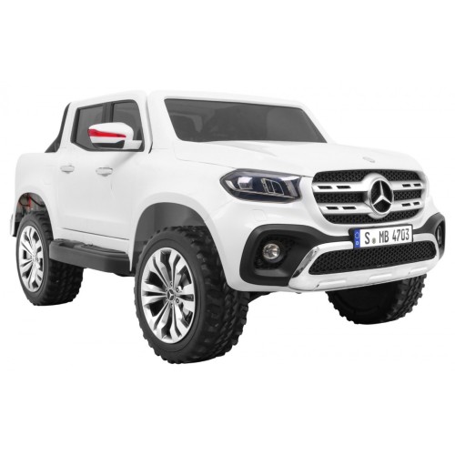 Mercedes Benz X-Class pre deti Biely + Diaľkové ovládanie + Pohon 4x4 + MP4 + Batožinový priestor + LED + EVA