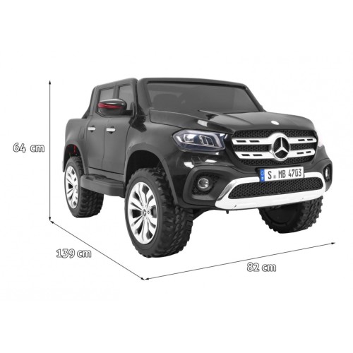 Mercedes Benz X-Class pre deti Čierny + Diaľkové ovládanie + Pohon 4x4 + MP4 + Batožinový priestor + LED + EVA