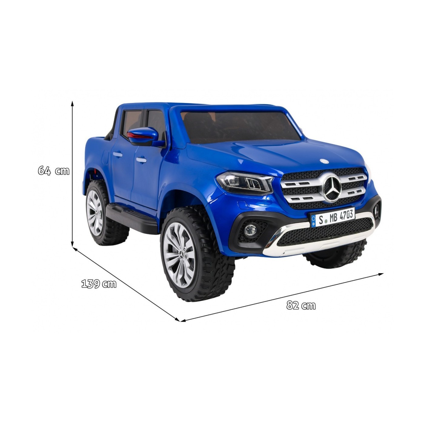 Mercedes Benz X-Class pre deti Lakovaný Modrý + Diaľkové ovládanie + Pohon 4x4 + MP4 + Batožinový priestor + EVA