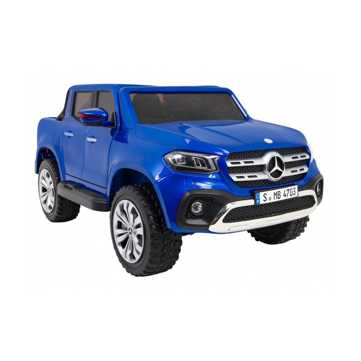 Mercedes Benz X-Class pre deti Lakovaný Modrý + Diaľkové ovládanie + Pohon 4x4 + MP4 + Batožinový priestor + EVA
