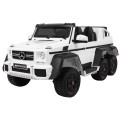 Auto Mercedes G63 6x6 pre deti Biely + 2 Plynové pedály + Nastaviteľné sedadlo + Audio LED + Batožinový priestor + Kufor pre rod
