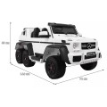 Auto Mercedes G63 6x6 pre deti Biely + 2 Plynové pedály + Nastaviteľné sedadlo + Audio LED + Batožinový priestor + Kufor pre rod