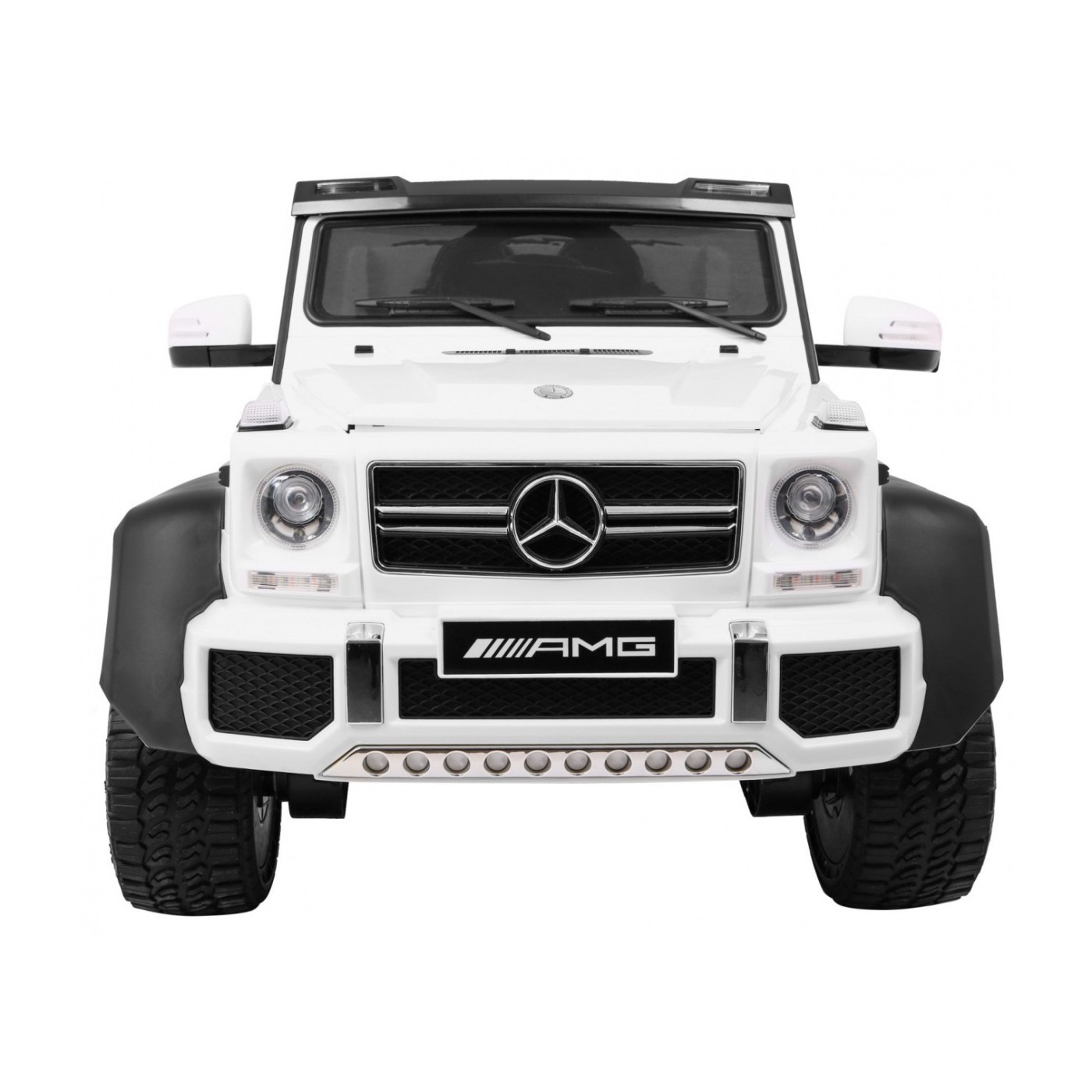 Auto Mercedes G63 6x6 pre deti Biely + 2 Plynové pedály + Nastaviteľné sedadlo + Audio LED + Batožinový priestor + Kufor pre rod