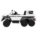 Auto Mercedes G63 6x6 pre deti Biely + 2 Plynové pedály + Nastaviteľné sedadlo + Audio LED + Batožinový priestor + Kufor pre rod