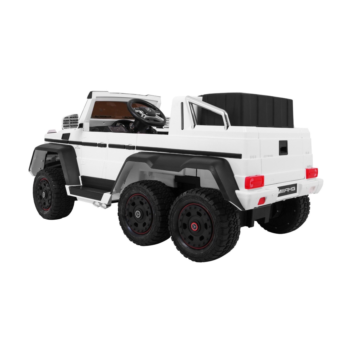 Auto Mercedes G63 6x6 pre deti Biely + 2 Plynové pedály + Nastaviteľné sedadlo + Audio LED + Batožinový priestor + Kufor pre rod