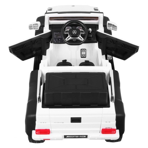 Auto Mercedes G63 6x6 pre deti Biely + 2 Plynové pedály + Nastaviteľné sedadlo + Audio LED + Batožinový priestor + Kufor pre rod