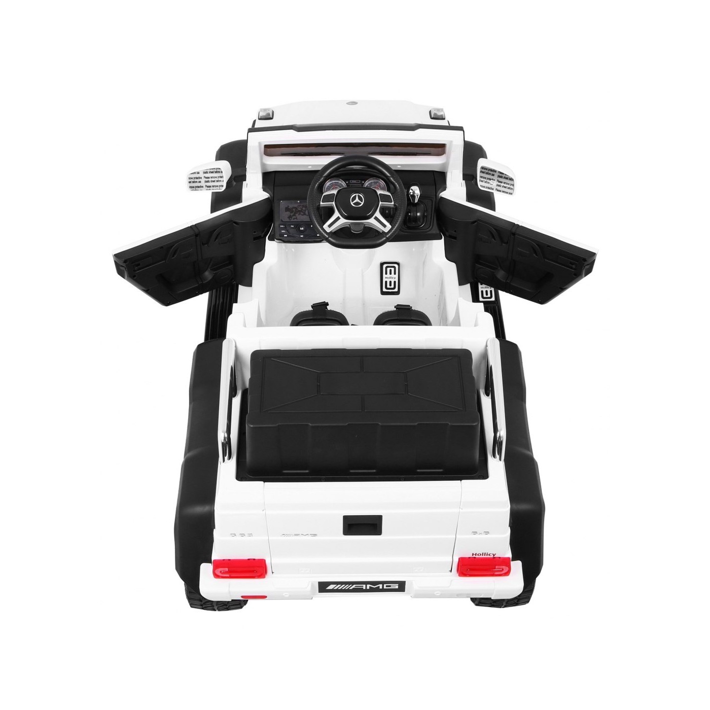 Auto Mercedes G63 6x6 pre deti Biely + 2 Plynové pedály + Nastaviteľné sedadlo + Audio LED + Batožinový priestor + Kufor pre rod