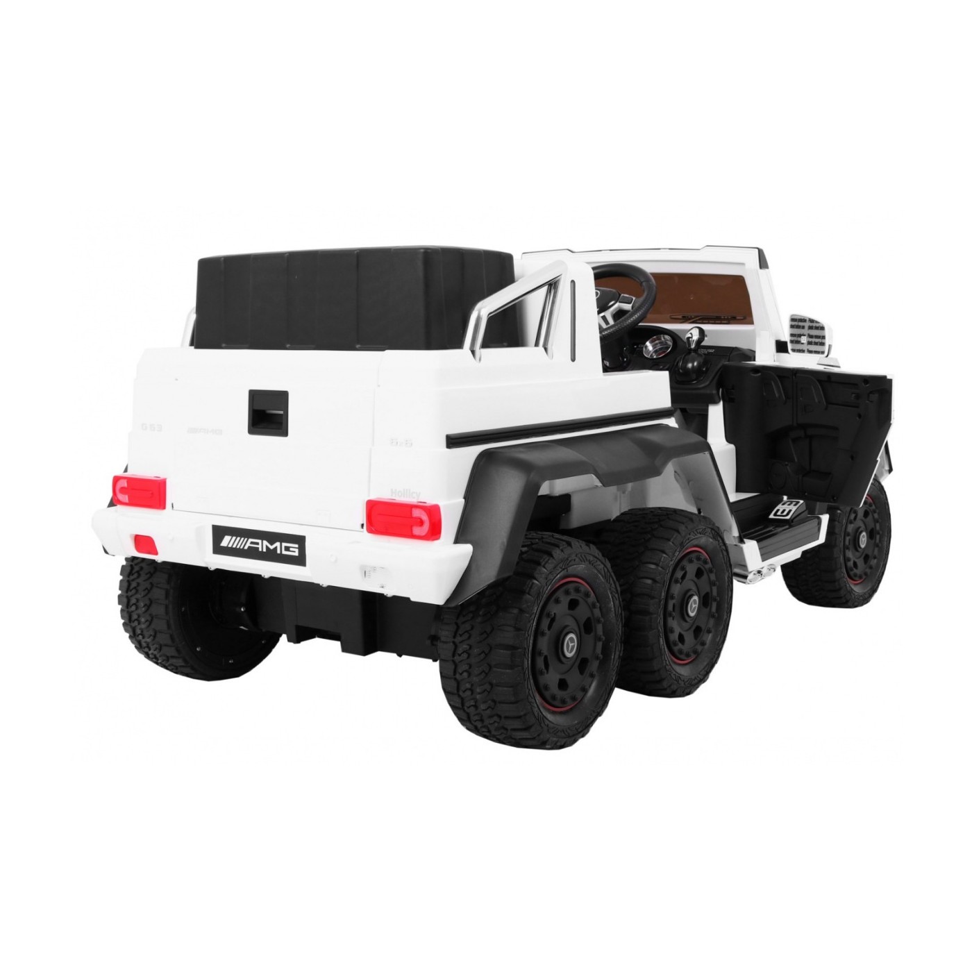 Auto Mercedes G63 6x6 pre deti Biely + 2 Plynové pedály + Nastaviteľné sedadlo + Audio LED + Batožinový priestor + Kufor pre rod