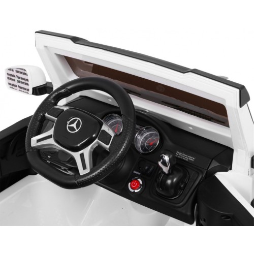 Auto Mercedes G63 6x6 pre deti Biely + 2 Plynové pedály + Nastaviteľné sedadlo + Audio LED + Batožinový priestor + Kufor pre rod
