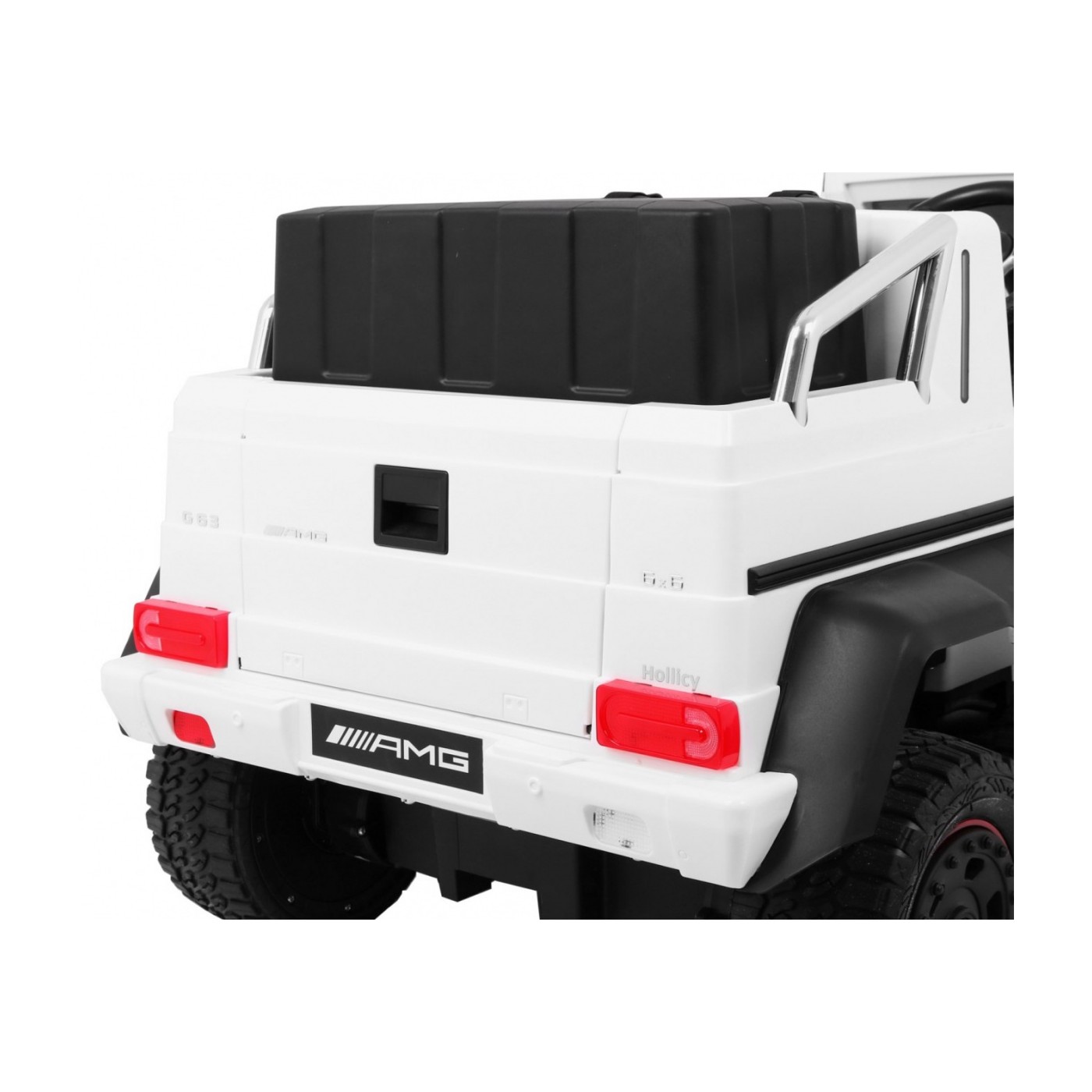 Auto Mercedes G63 6x6 pre deti Biely + 2 Plynové pedály + Nastaviteľné sedadlo + Audio LED + Batožinový priestor + Kufor pre rod