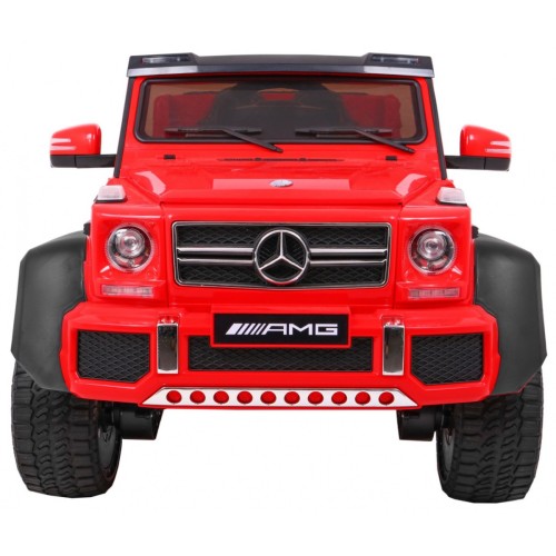 Auto Mercedes G63 6x6 pre deti Červený + 2 Plynové pedály + Nastaviteľné sedadlo + Audio LED + Batožinový priestor + Kufor pre r