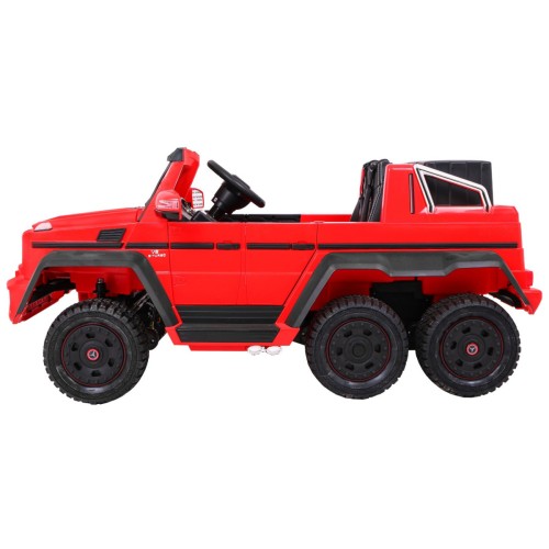 Auto Mercedes G63 6x6 pre deti Červený + 2 Plynové pedály + Nastaviteľné sedadlo + Audio LED + Batožinový priestor + Kufor pre r