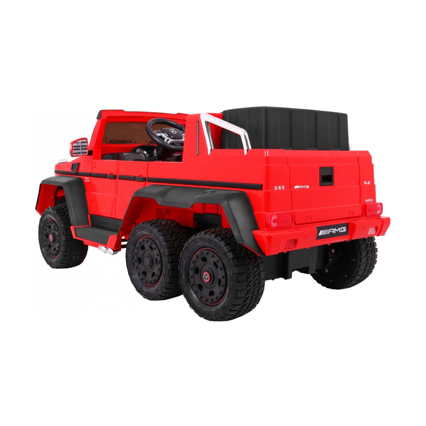 Auto Mercedes G63 6x6 pre deti Červený + 2 Plynové pedály + Nastaviteľné sedadlo + Audio LED + Batožinový priestor + Kufor pre r