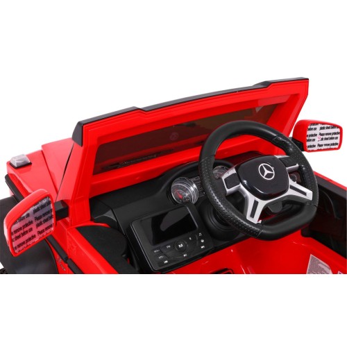 Auto Mercedes G63 6x6 pre deti Červený + 2 Plynové pedály + Nastaviteľné sedadlo + Audio LED + Batožinový priestor + Kufor pre r