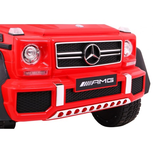 Auto Mercedes G63 6x6 pre deti Červený + 2 Plynové pedály + Nastaviteľné sedadlo + Audio LED + Batožinový priestor + Kufor pre r