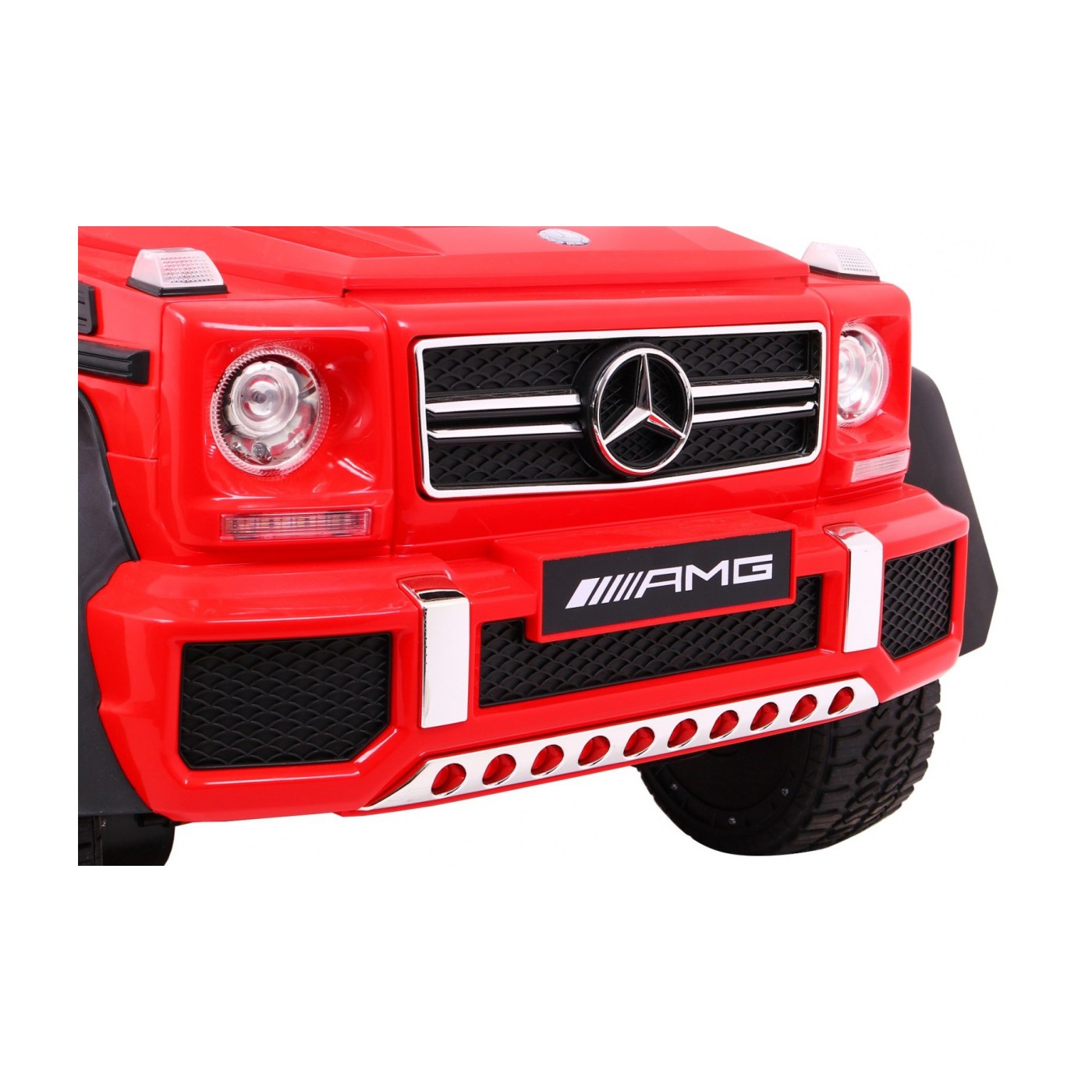 Auto Mercedes G63 6x6 pre deti Červený + 2 Plynové pedály + Nastaviteľné sedadlo + Audio LED + Batožinový priestor + Kufor pre r